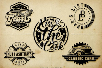 make a unique vintage style automotive and auto detailing car logo design