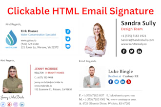 make clickable HTML email signature for gmail, outlook etc