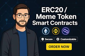 create secure customizable erc20 token or meme token  smart contract