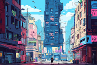 make a cyberpunk city sci fi style for you