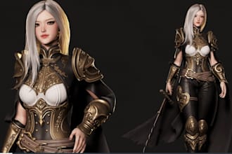 design 3d realistic character, pbr texture, retopology,3d rig,animate for game