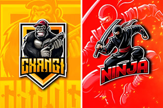 create animal mascot, gaming and cartoon esports logo or graphics design