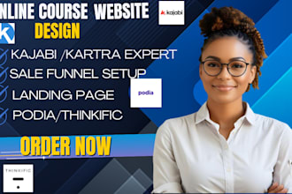 build kajabi, kartra landing page, online course, podia or thinkific website