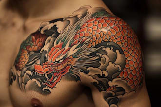 made your japanese custom tattoo design and illustration