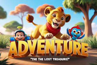 design eye catching cartoon youtube thumbnails for kids and storytelling videos