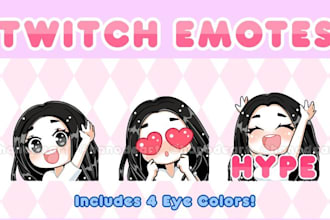 draw custom twitch emotes, chibi emotes, animated emotes, sub badges for you