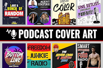 make a modern minimalist podcast cover art, podcast logo and any graphics design
