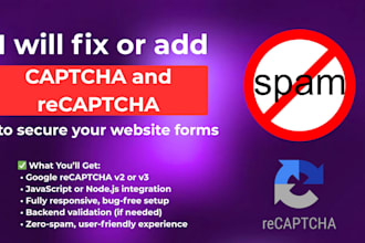 add or fix google recaptcha v2, v3, spam or turnstile on any website form