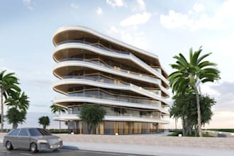 do 3d exterior render, architecture rendering of warehouse, commercial building