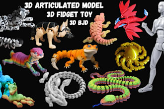 do 3d articulated model 3d cute flexi fidget toy animal 3d bjd for 3d printing