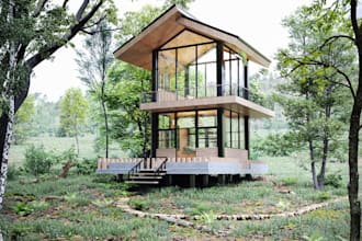 model 3d farm house,cabin,cottage,container house in forest in 3ds max,elevation