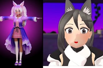 create a custom vrchat furry anime 3d nsfw avatar, 3d vroid model and vrm