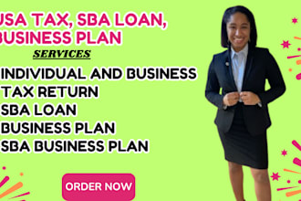 do USA tax return of individual and business, sba loan, business plan