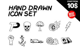 create simple, minimalist and hand drawn custom icons set