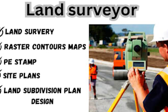 draw land subdivision plan for land surveyors  raster contours maps pe stamp