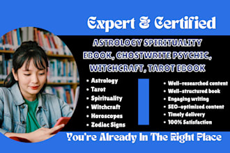 write astrology spirituality ebook, ghostwrite psychic, witchcraft, tarot ebook