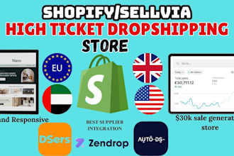 create build automated shopify high ticket dropshipping product store