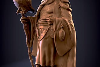 digital clay 3d miniature, fantasy wow character, aos 40k army,print dnd warrior
