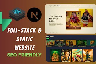 create a static or full stack website using nextjs and react