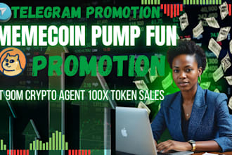 solana memecoin telegram promotion to 90m crypto agent 100x pump fun promotion