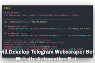 develop telegram webscraper bot, website automation bot