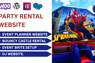 build bounce house website party rental event website on wordpress, eventbrite