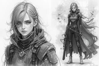 sketch of your character, sci fi fantasy, cyberpunk
