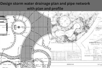design storm water drainage plan and pipe network with plan and profile