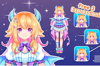 design male female 2d vtuber model vtuber art anime vtuber live2d art pngtuber