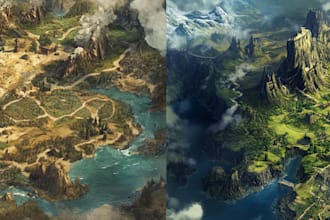 fantasy map illustration for dnd, novels and games
