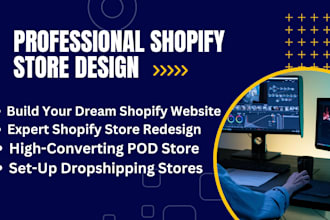 design build set up shopify dropshipping print on demand store redesign