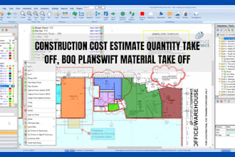 construction cost estimate quantity take off, boq planswift material take off