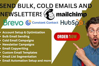 send bulk, cold emails and newsletters via hubspot mailchimp constantcontact