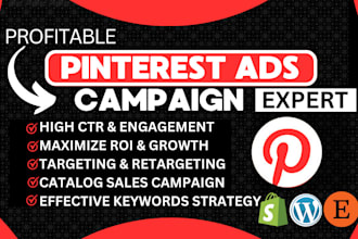 run and manage your pinterest marketing ads campaign to grow  ecommerce business