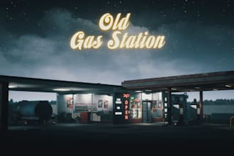 rebuild old gas station, warehousing, cgi rendering, day light render