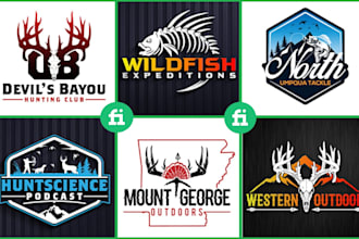 create a professional adventure hunting fishing logo with unlimited revisions
