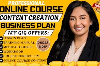 create online course content, business plan, coaching program, course slides