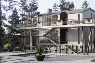 design multiple building, house balcony, render 3d floor plan,pool patio,terrace