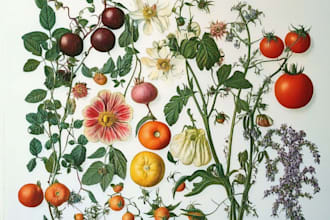 draw your flowers fruits vegetable and botanical plants