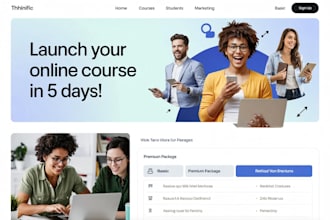 create professional thinkific course website with lms setup branding