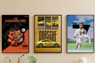 design food, brand, sport posters and flyers