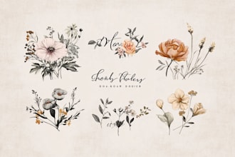 create boho, botanical, whimsical, and floral logo design