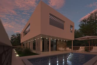 remodel 3d exterior country villa,house ,patio,terrace design,outdoor pool desig