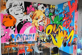 create graffiti pop art canvas designs and murals