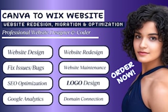 design, redesign or migrate canva to wix, hostinger website, ugc canva website