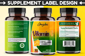 design product label cosmetic skincare supplement label and bottle label design