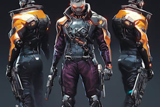 draw futuristic, cyberpunk, fantasy art in any style for you