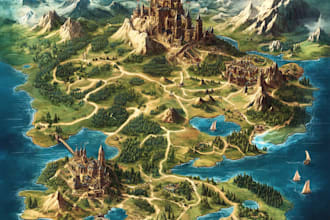 create fantasy dnd map design illustration