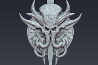 design 3d fantasy logo model, 3d game armors, 3d dnd emblem, pendant prints,stl