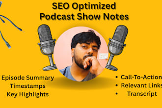 write and deliver polished podcast show notes within 24 hrs